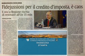 Credito di Imposta Avviso 1.2012 articolo del Presidente Barbaro - La Sicilia 18-9-2013